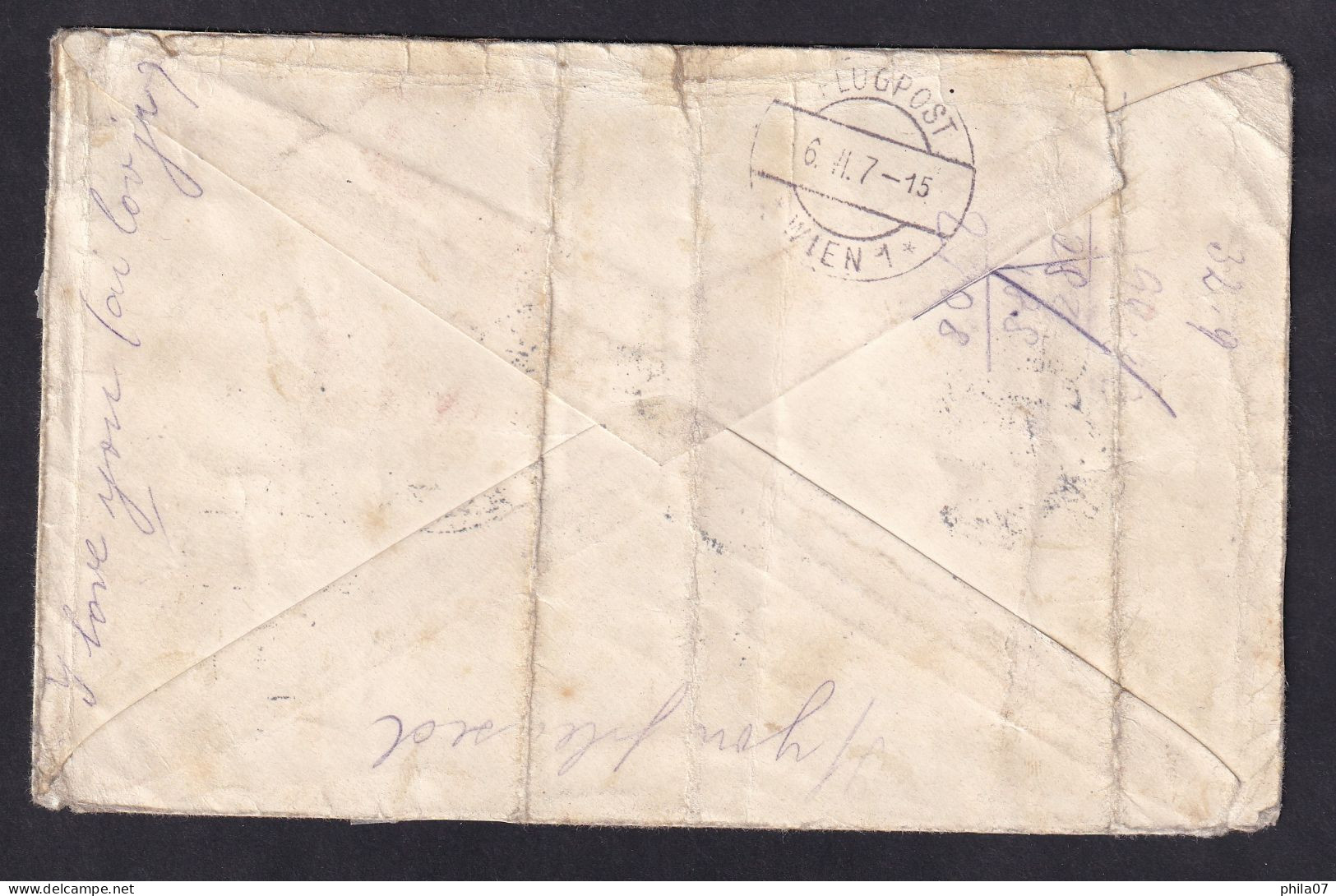 AUSTRIA - Letter Sent By Airmail From Krakow To Wien 06.06.1915. Rare Envelope And In Poorer Quality. / 2 Scans - Covers & Documents
