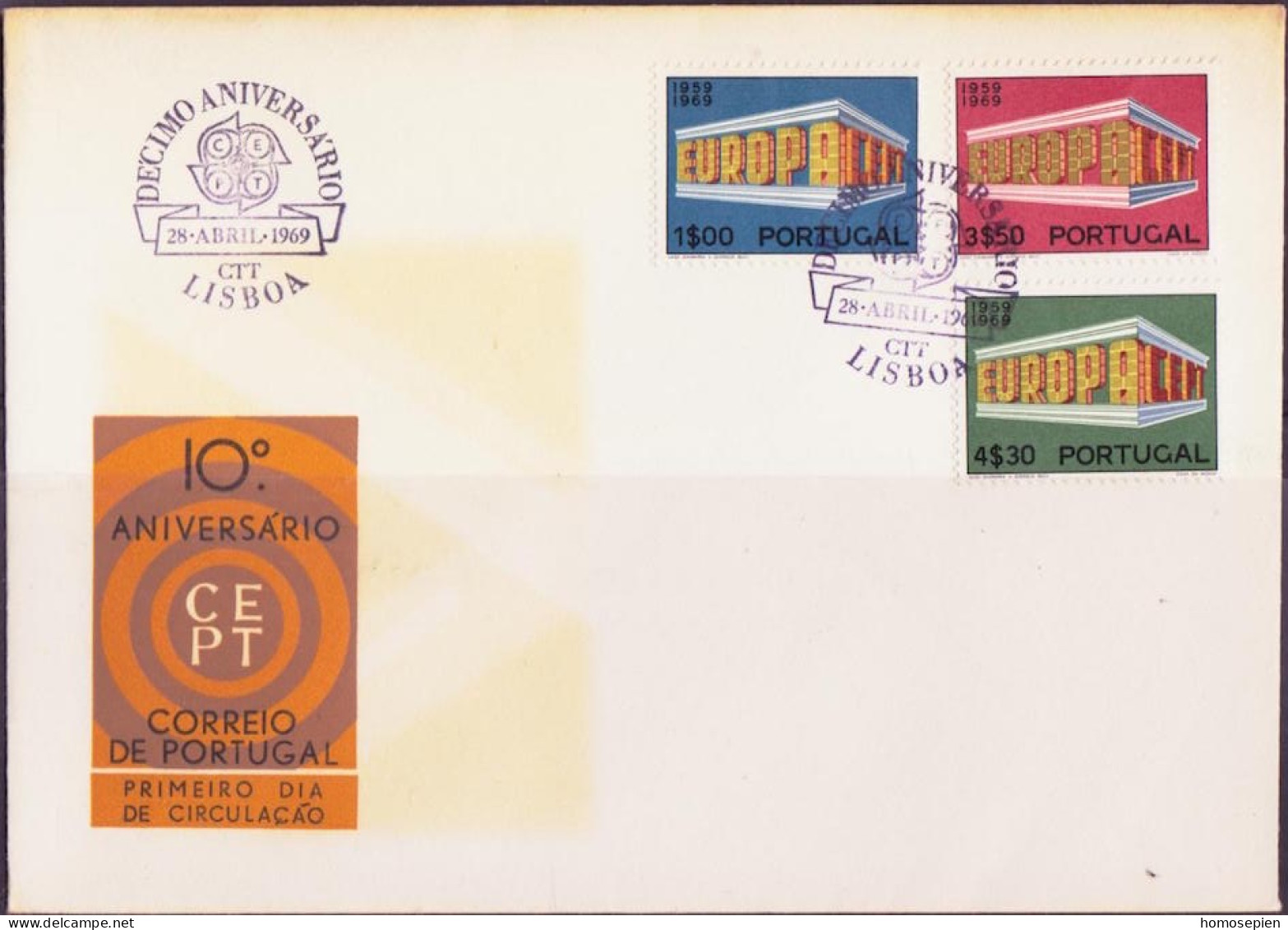 Europa CEPT 1969 Portugal FDC Y&T N°1051 à 1053 - Michel N°1070 à 1072 - 1969