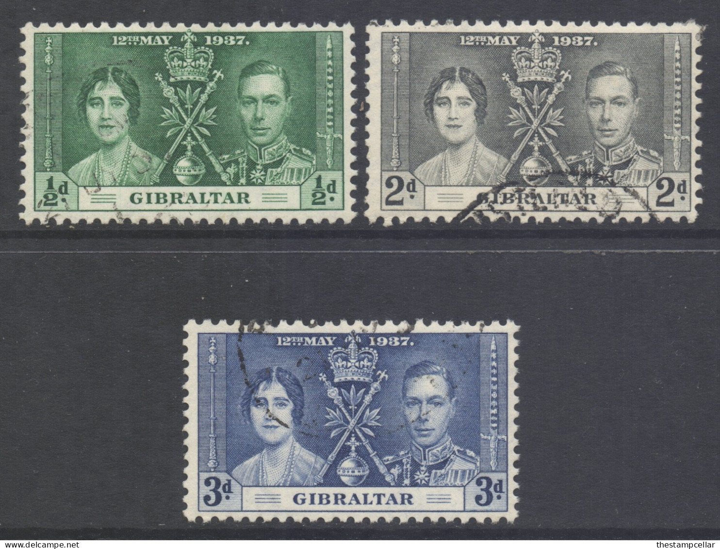 Gibraltar Scott 104/106 - SG118/120, 1937 Coronation Set Used - Gibraltar