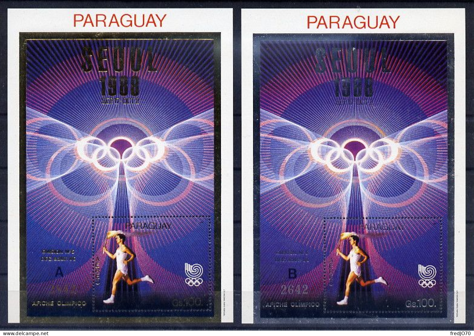 Paraguay Bloc A+B Flamme JO 88 ** - Summer 1988: Seoul