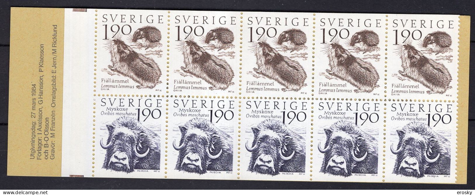 F1651 - SUEDE SWEDEN N°1256 ** CARNET Animaux Animals - 1981-..