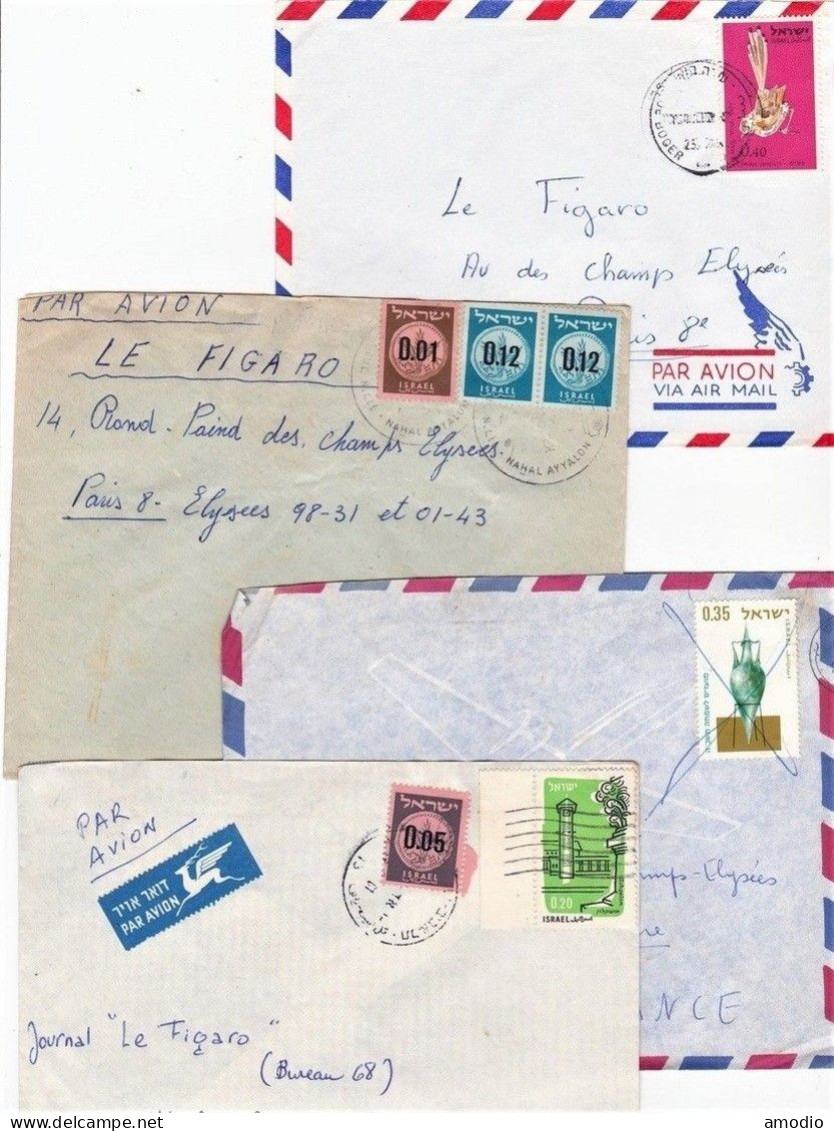 Israel 16 Env. Commerciales Par Avion Pour Figaro France 4 Scans - Cartas & Documentos