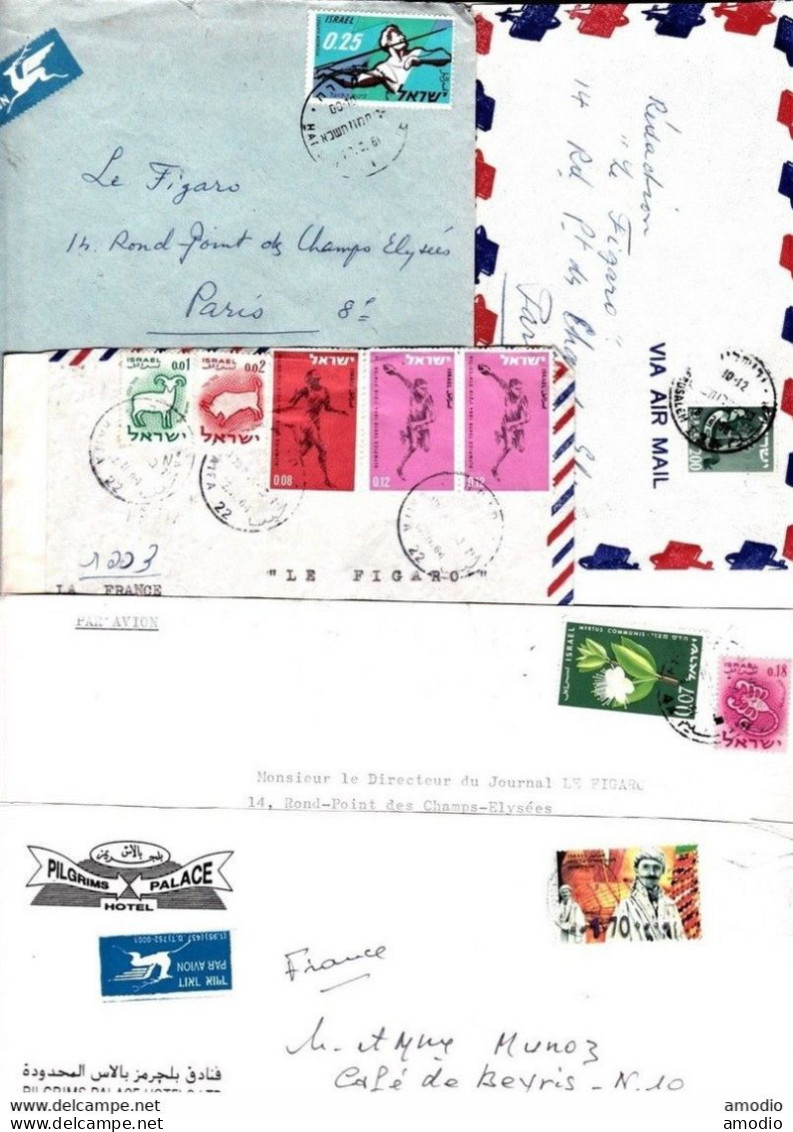 Israel 16 Env. Commerciales Par Avion Pour Figaro France 4 Scans - Covers & Documents