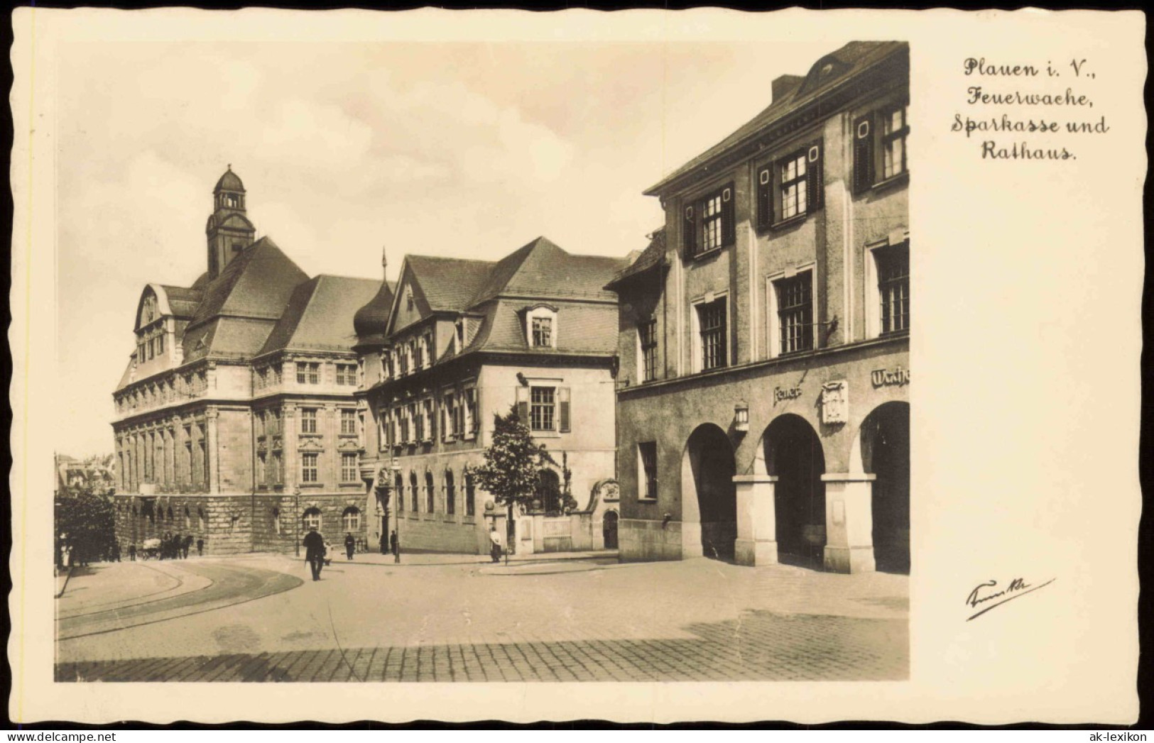 Ansichtskarte Plauen (Vogtland) Feuerwache, Sparkasse U. Rathaus 1934 - Plauen