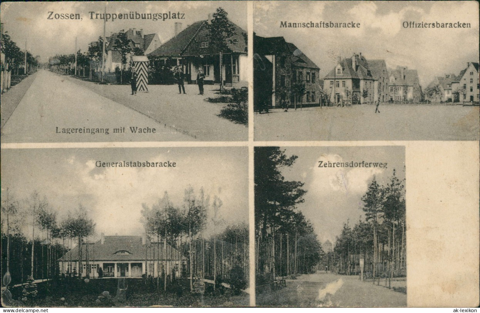 Ansichtskarte Zossen Truppenübungsplatz Mehrbild-AK 4 Ansichten 1918 Feldpost - Zossen
