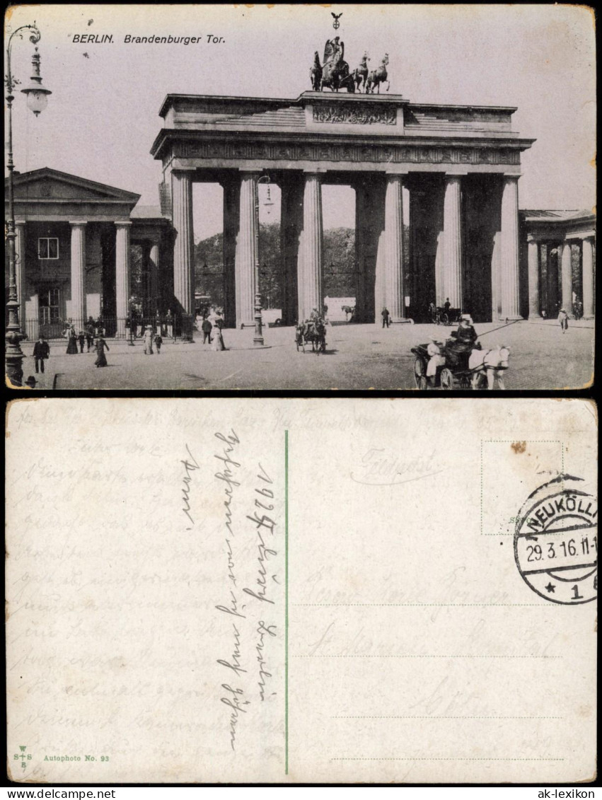 Ansichtskarte Mitte-Berlin Brandenburger Tor Mit Kutschen 1916 - Brandenburger Deur