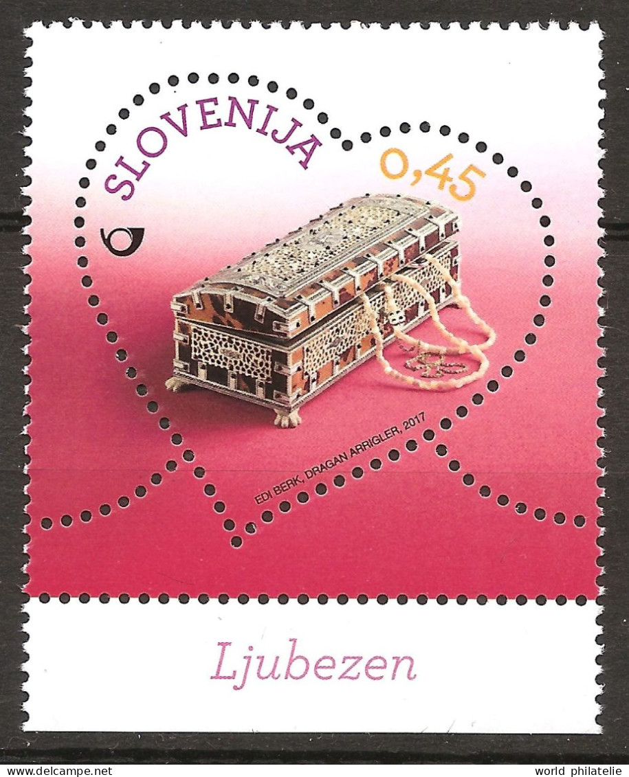 Slovénie Slovenija 2017 N° 1040 ** Amour, Love, Coeur, Cassette, Coffre, Bijoux, Cadeaux, Trésor, Collier, Coffret Perle - Slowenien