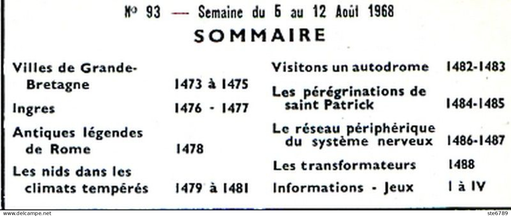 Tout L'univers 1968 N° 93 Grande Bretagne Villes , Ingres , Autodrome , Les Transformateurs , Antiques Légendes Ro - Informaciones Generales