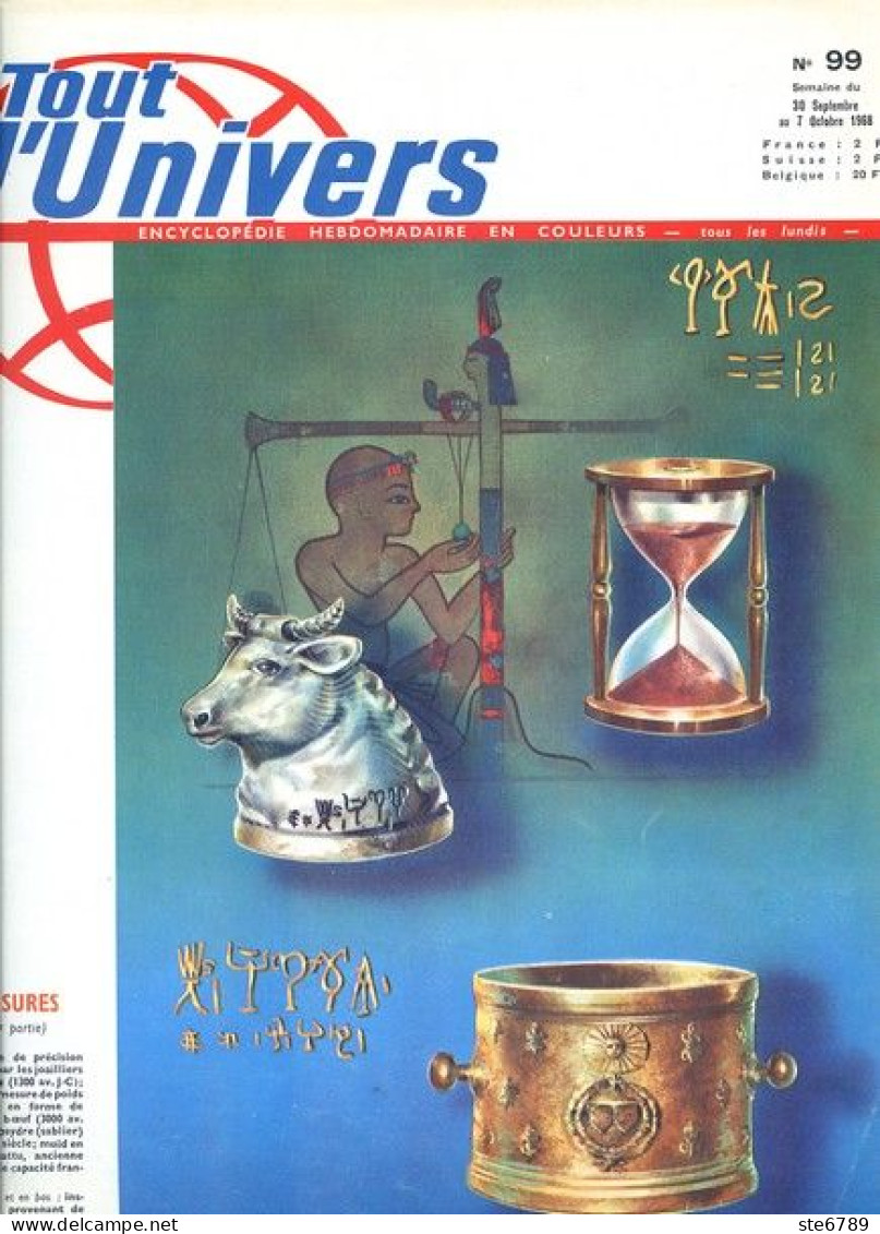 Tout L'univers 1968 N° 99 Les Hittites , Moulins A Vent , Lac De Garde , Les Termites , L' Irlande , Plantes Du Dé - Informations Générales