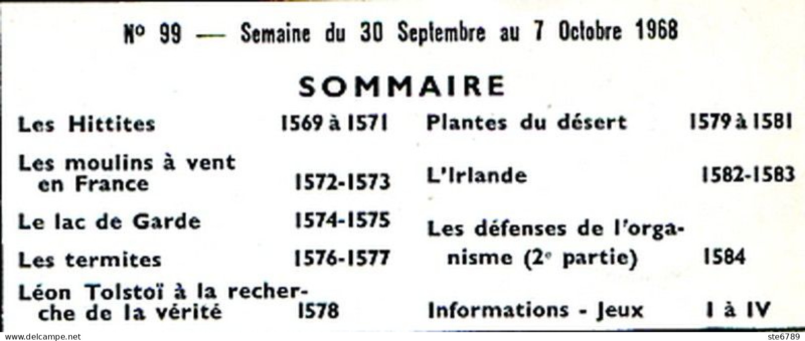 Tout L'univers 1968 N° 99 Les Hittites , Moulins A Vent , Lac De Garde , Les Termites , L' Irlande , Plantes Du Dé - Allgemeine Literatur