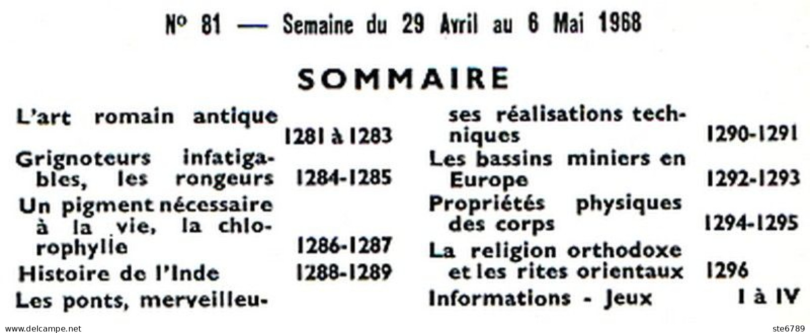 Tout L'univers 1968 N° 81 Les Rongeurs , La Chlorophylle , Histoire Inde , Bassins Miniers , Religion Orthodoxe - Informations Générales