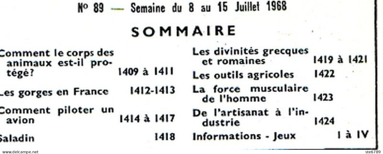 Tout L'univers 1968 N° 89 Comment Piloter Avion , Gorges De France , Saladin , Outils Agricoles , Divinités Greque - General Issues