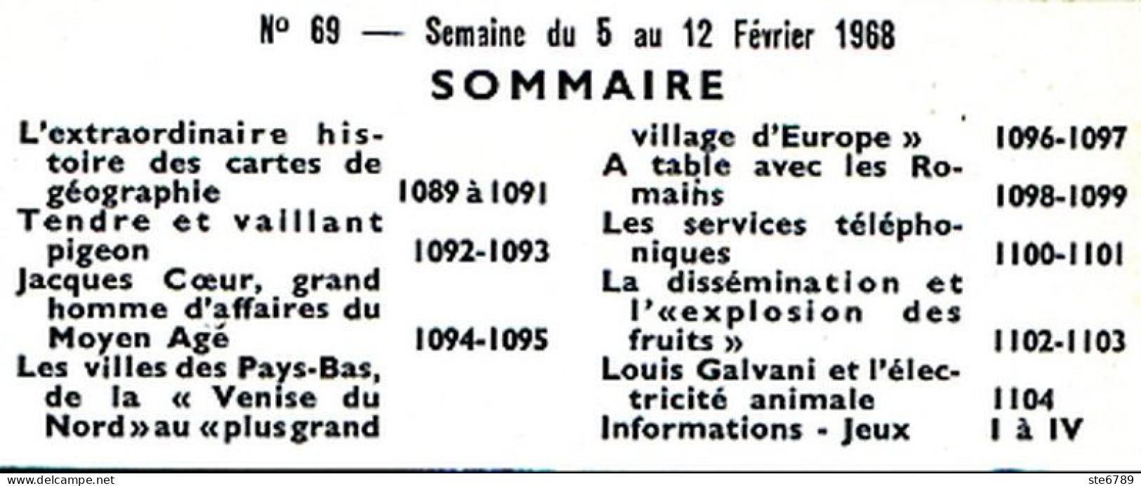 Tout L'univers 1968 N° 69 Histoire Cartes Geographie , Pigeon , Jacques Coeur , Villes Pays Bas , Services Telepho - General Issues