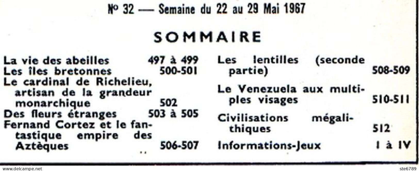 Tout L'univers 1967 N° 32 Vie Des Abeilles , Les Iles Bretonnes , Richelieu , Fernand Cortez , Les Lentilles , Ven - Informations Générales