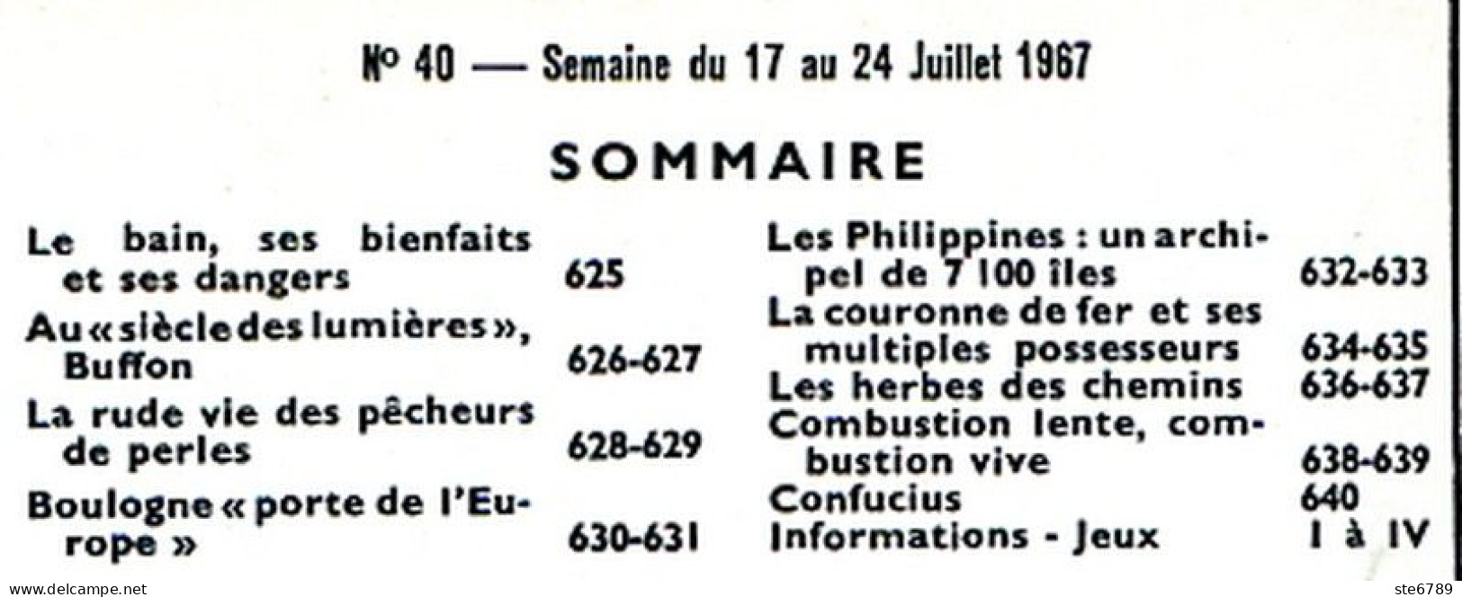 Tout L'univers 1967 N° 40 Le Bain , Pecheurs De Perles , Boulogne , Les Philippines , Confucius - Informations Générales