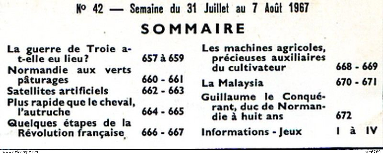 Tout L'univers 1967 N° 42 Guerre De Troie , Normandie , Satellites , Machines Agricoles , La Malaisie , L'au - Allgemeine Literatur