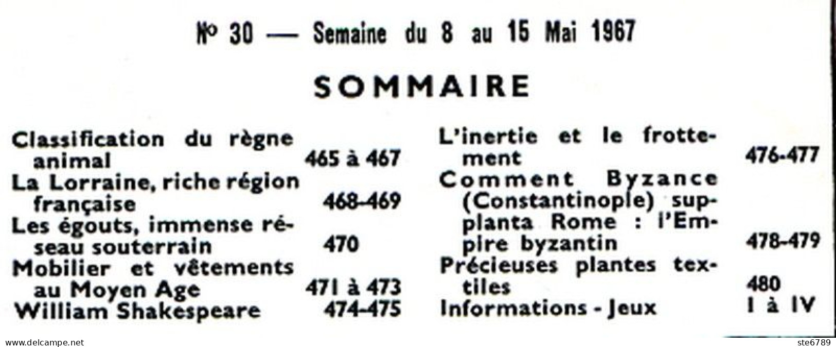 Tout L'univers 1967 N° 30 La Lorraine , Les égouts , Shakespeare , Empire Bizantin , Effets Inertie Et Frottement - Algemene Informatie