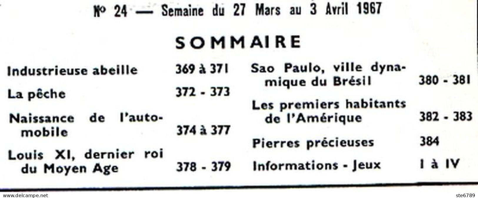 Tout L'univers 1967 N° 24 L' Abeille , La Peche , Naissance Automobile , Louis XI , Sao Paulo , Premiers Hab - Informaciones Generales