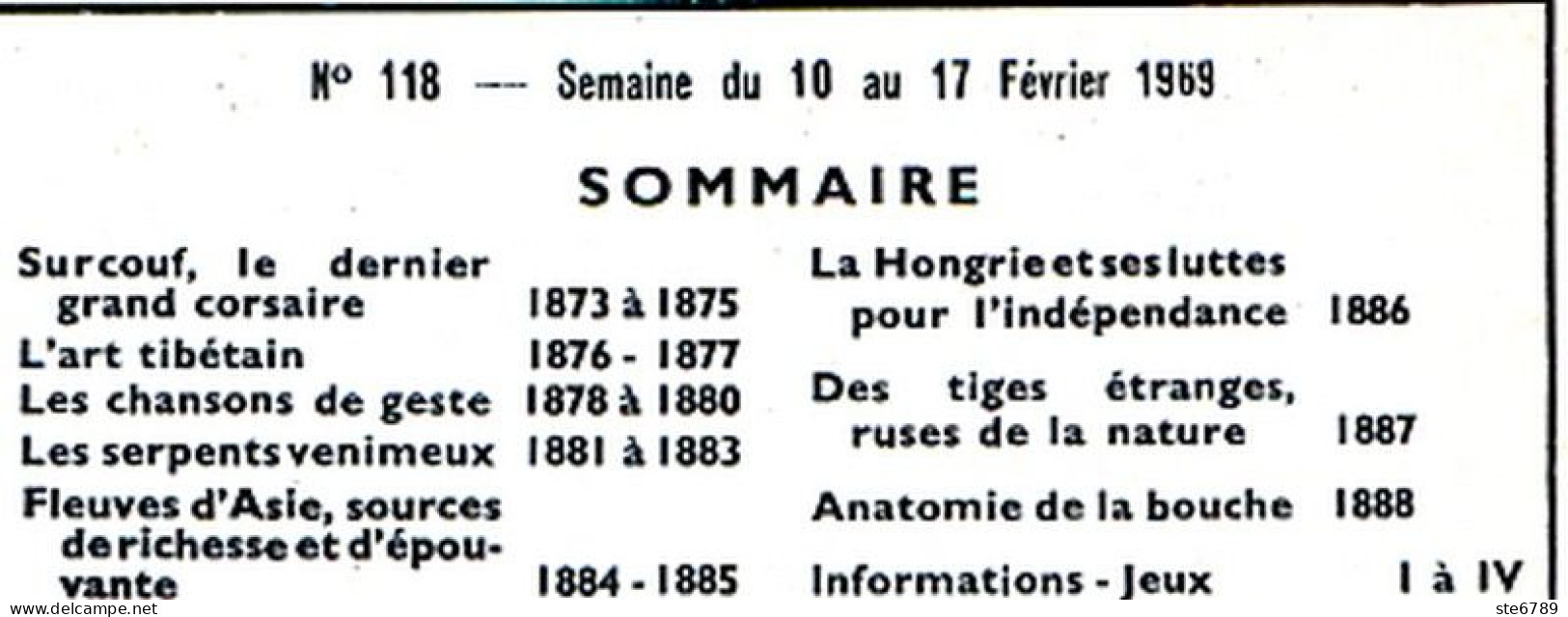 Tout L'univers 1969 N° 118 Surcouf , Art Tibétain , Serpents Venimeux , Fleuves D'Asie , Hongrie Et Luttes , La Bo - Informations Générales