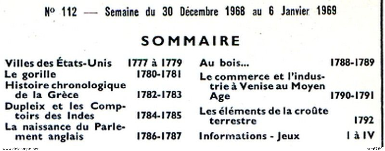 Tout L'univers 1968 N° 112 Villes USA , Le Gorille , Grece Histoire , Dupleix , Commerce Industrie Venise , - Allgemeine Literatur