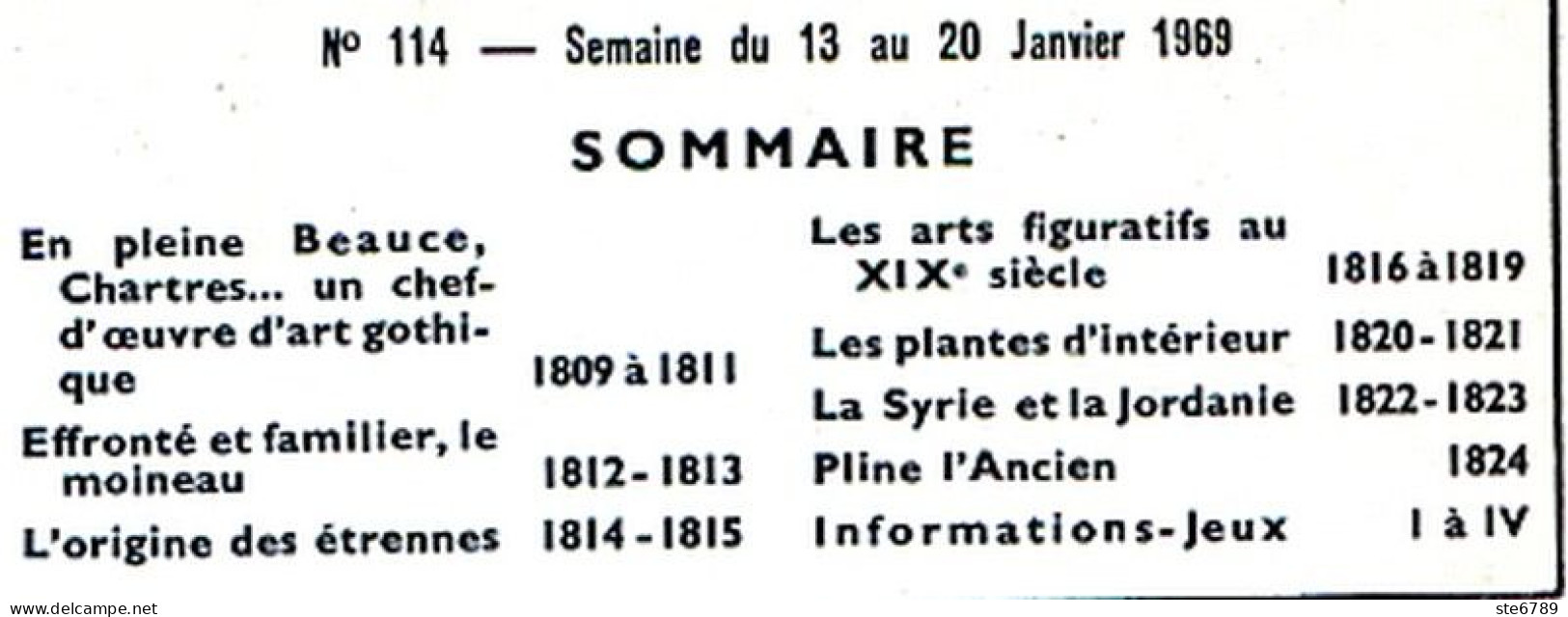 Tout L'univers 1969 N° 114 Chartres , Le Moineau , Origine Des Etrennes , Syrie Et Jordanie , Plantes Intérieur - Allgemeine Literatur