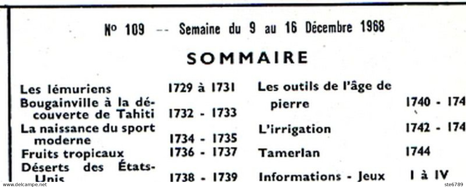 Tout L'univers 1968 N° 109 Lémuriens , Bougainville Tahiti , Outils Age Pierre , Irrigation , Tamerlan , Déserts U - General Issues