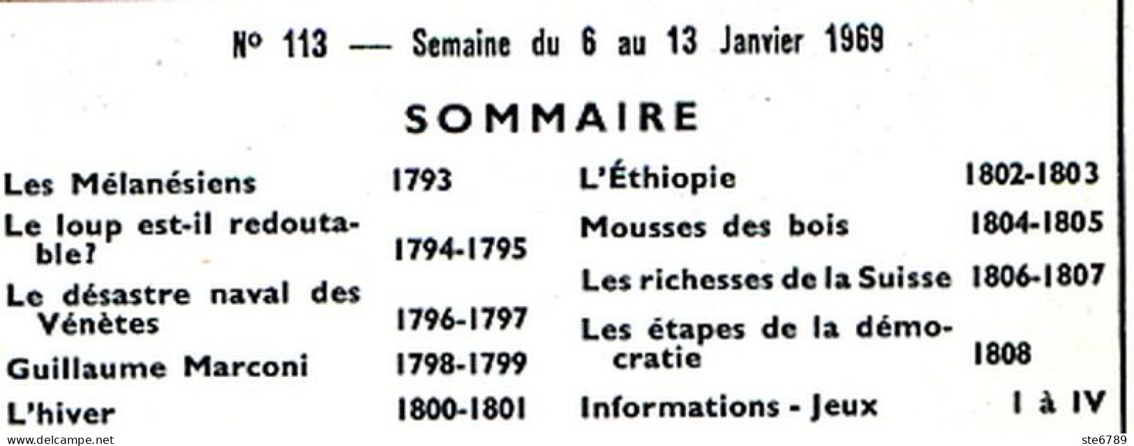 Tout L'univers 1969 N° 113 Les Mélanésiens , Loup Redoutable , Désastre Naval Venètes , Ethiopie , Richesses Suiss - Informations Générales