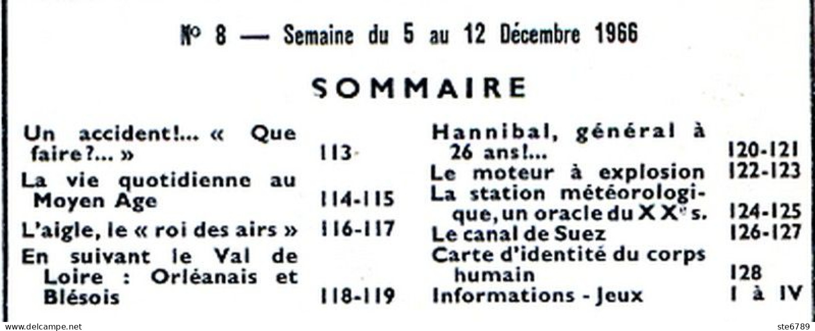 Tout L'univers 1966 N° 8  Atome , Vie Quotidienne Moyen Age , L' Aigle , Orléanais Et Blésois , Hannibal , Canal D - Informations Générales