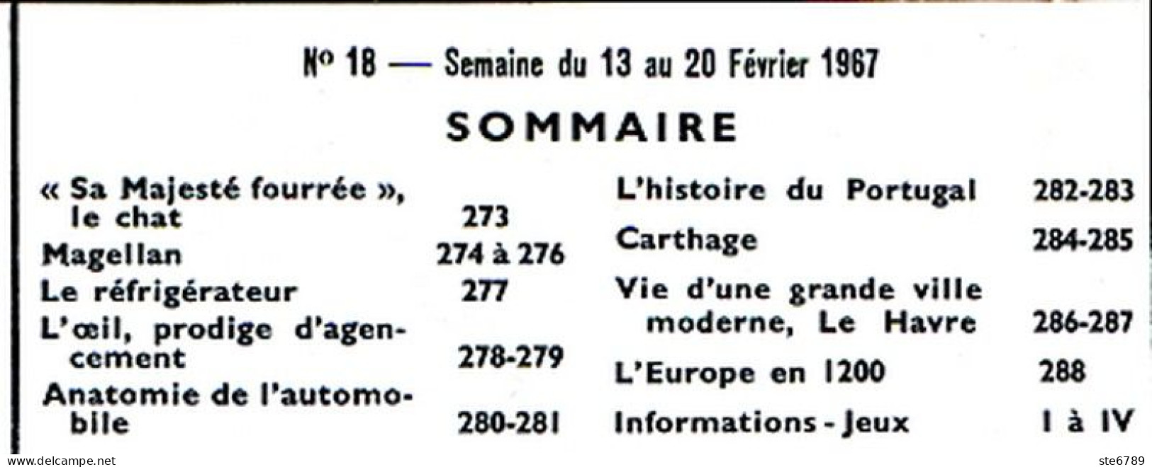 Tout L'univers 1967 N° 18 Chapeau , Le Chat , Le Réfrigérateur , L'oeil , L'histoire Du Portugal , Carthage - Informations Générales