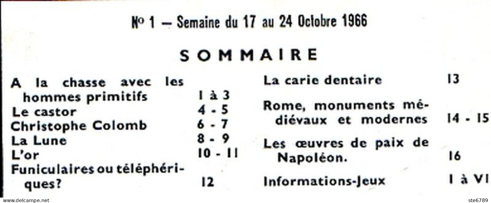 Tout L'univers 1966 N° 1  Hommes Primitifs , Castor , Christophe Colomb , La Lune , L'or , Funiculaires ,  Rome - Informaciones Generales