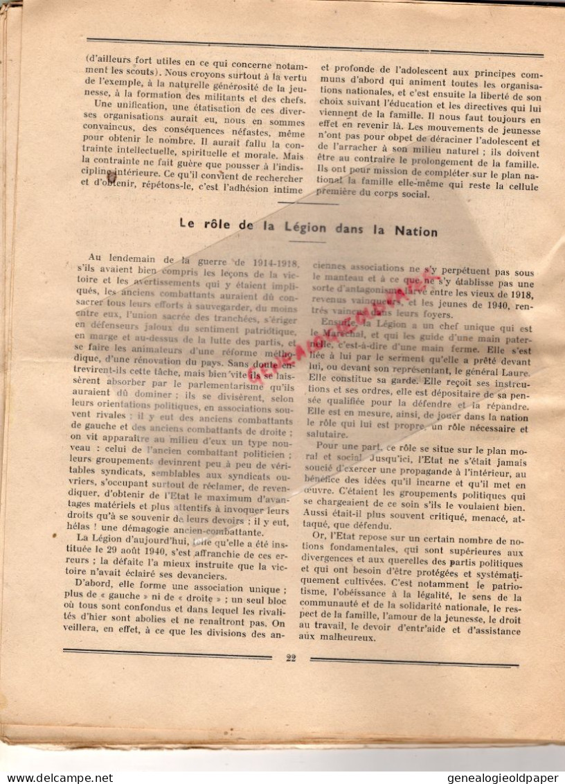 03- VICHY- RARE BULLETIN MARECHAL PETAIN GROUPEMENT N° 1-N° 14-OCTOBRE 1941-FORET TRONCAIS LEGION-JEUNESSE-FAIDHERBE