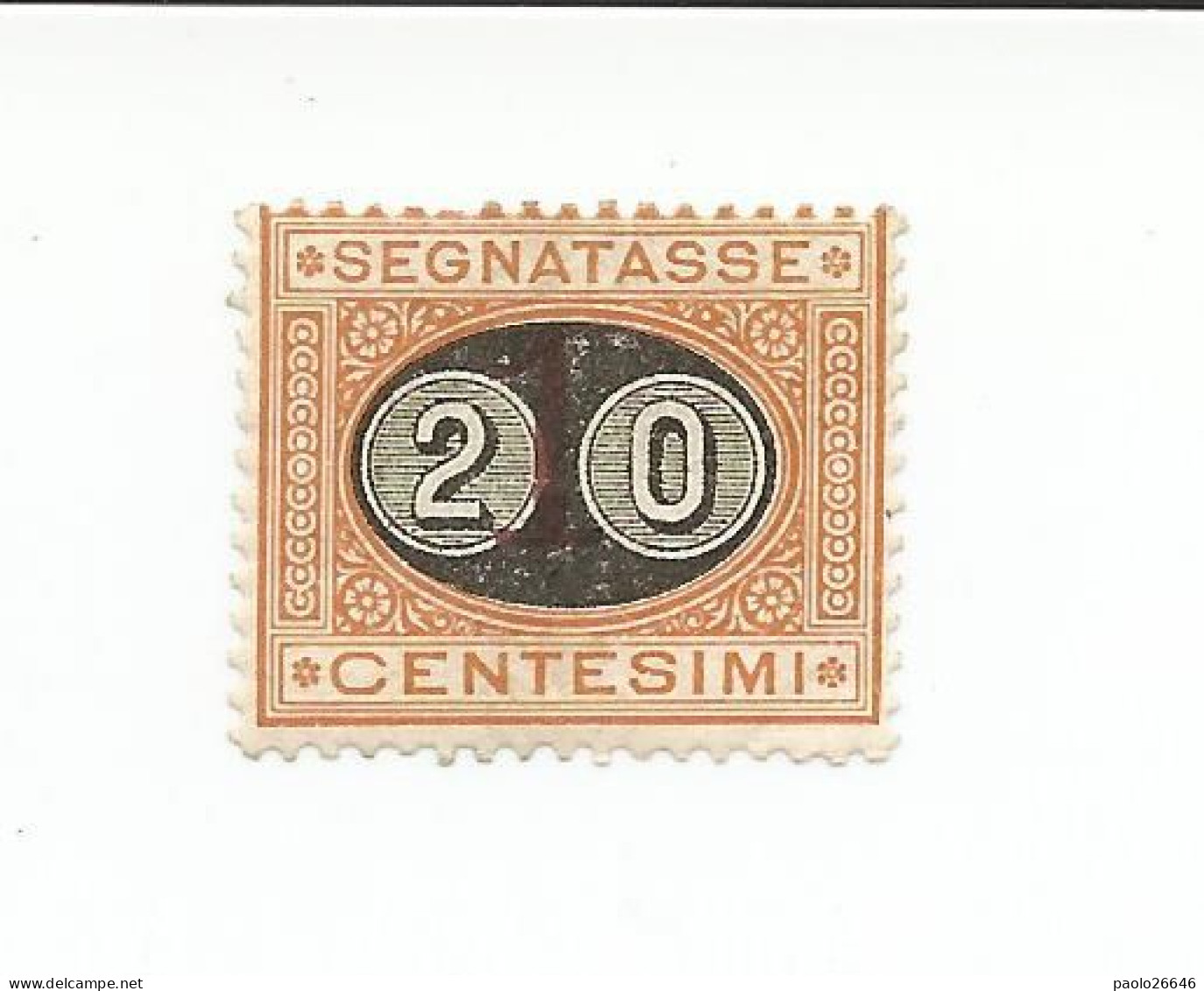 1890 Segnatasse Mascherina 20 Cent Su 1,00  N°18, Nuovo MNH Gomma Integra - Taxe