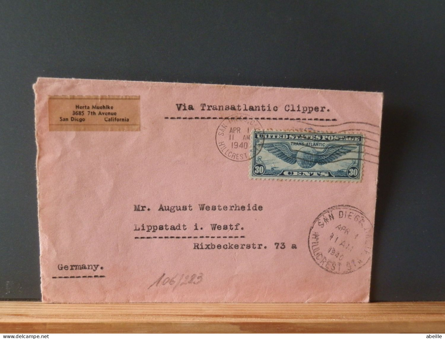 106/283   LETTER   1940 POUR GERMANY  CENSOR - Philippinen