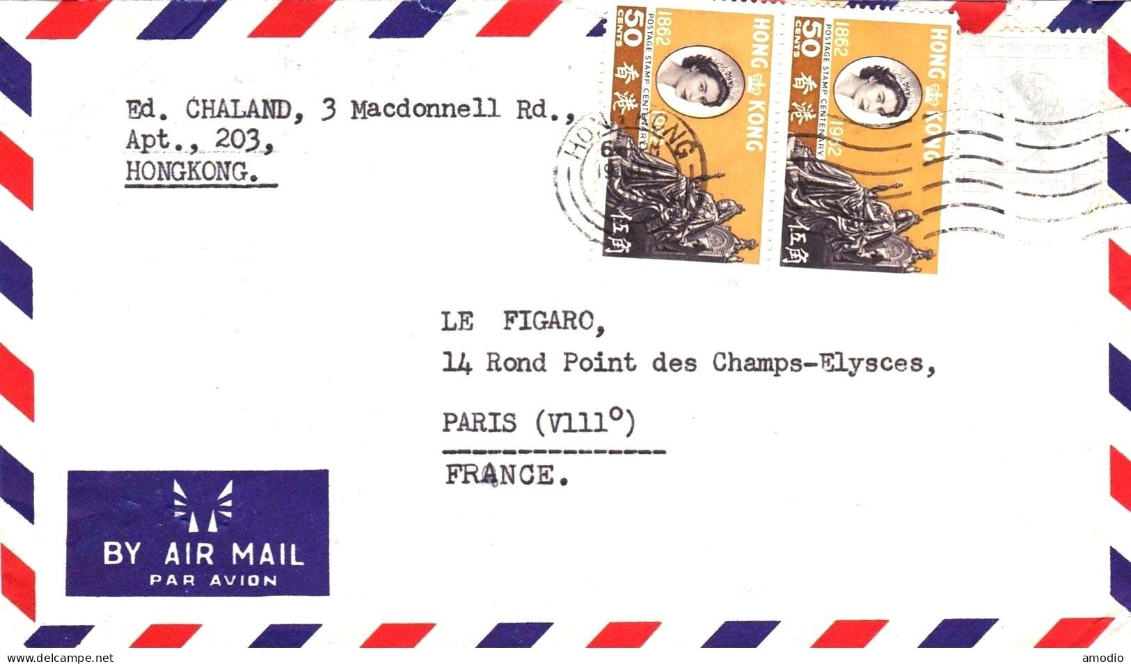 Hong Kong 8 Env Commerciales Par Avion 1962/91 Pour France 8 Scans - Cartas & Documentos