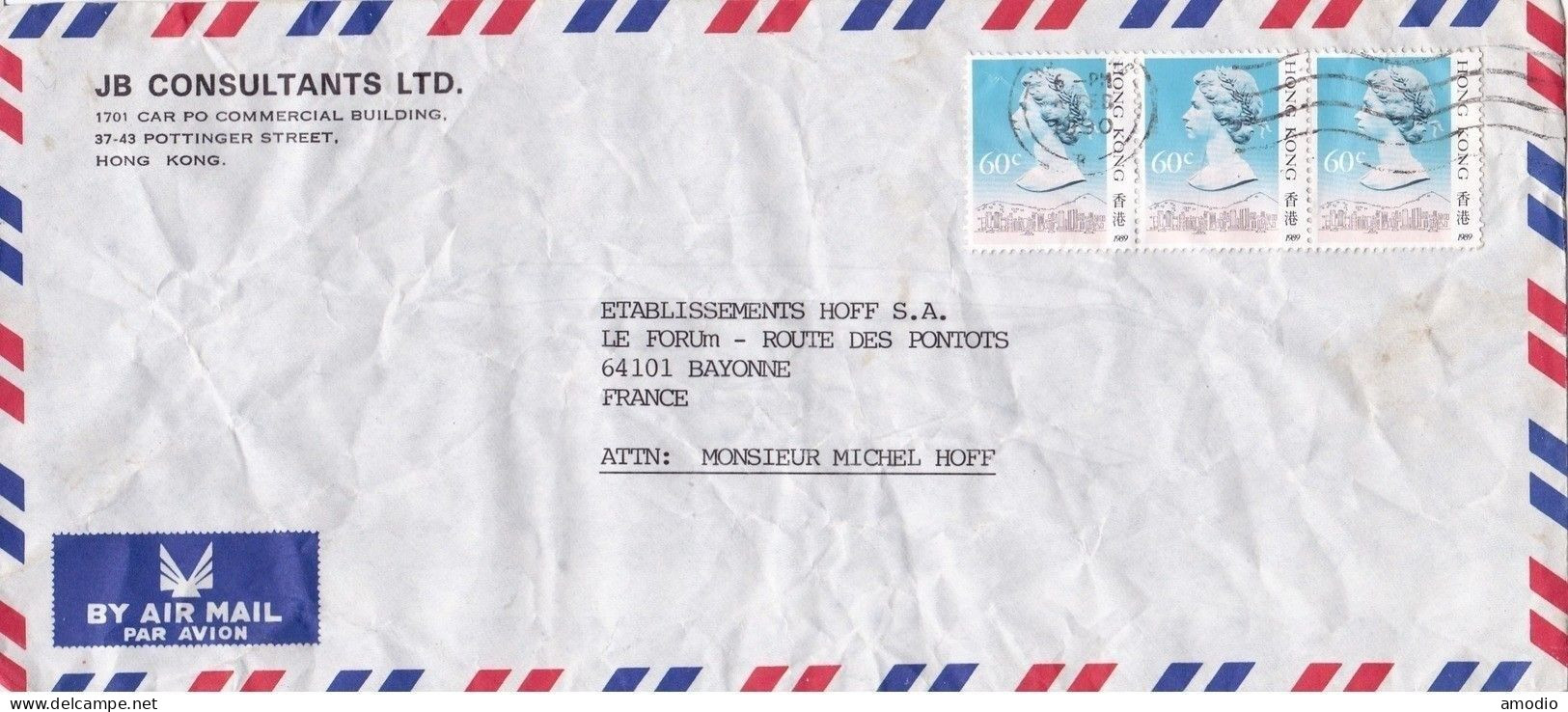 Hong Kong 8 Env Commerciales Par Avion 1962/91 Pour France 8 Scans - Lettres & Documents