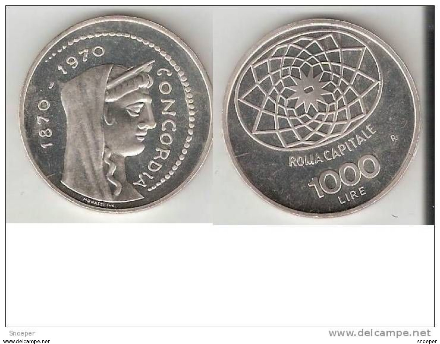 *italy 1000 Lire 1970 Km101 Proof - 1 000 Lire