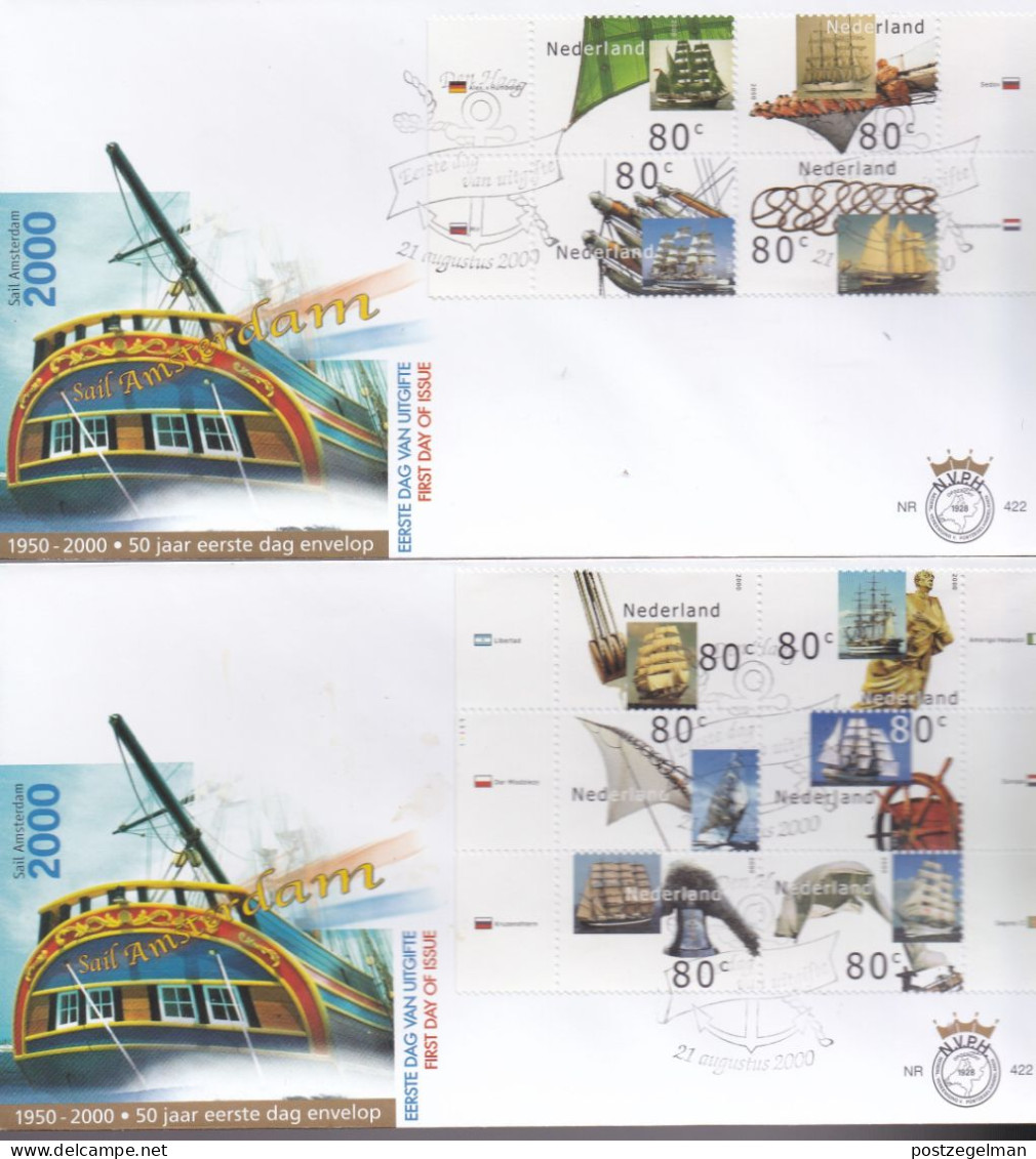 NEDERLAND, 2000, FDC E422, Sail 2000 Amsterdam,  Scan F2123 (2 FDC's) - Lettres & Documents