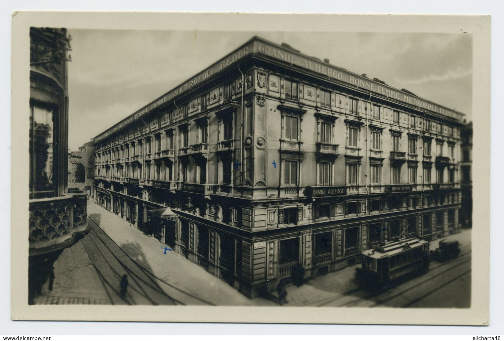 D5239] TORINO GRAND HOTEL BONNE FEMME - METROPOLE Via Pietro Micca Scritta Datata 1935 Albergo - Cafes, Hotels & Restaurants