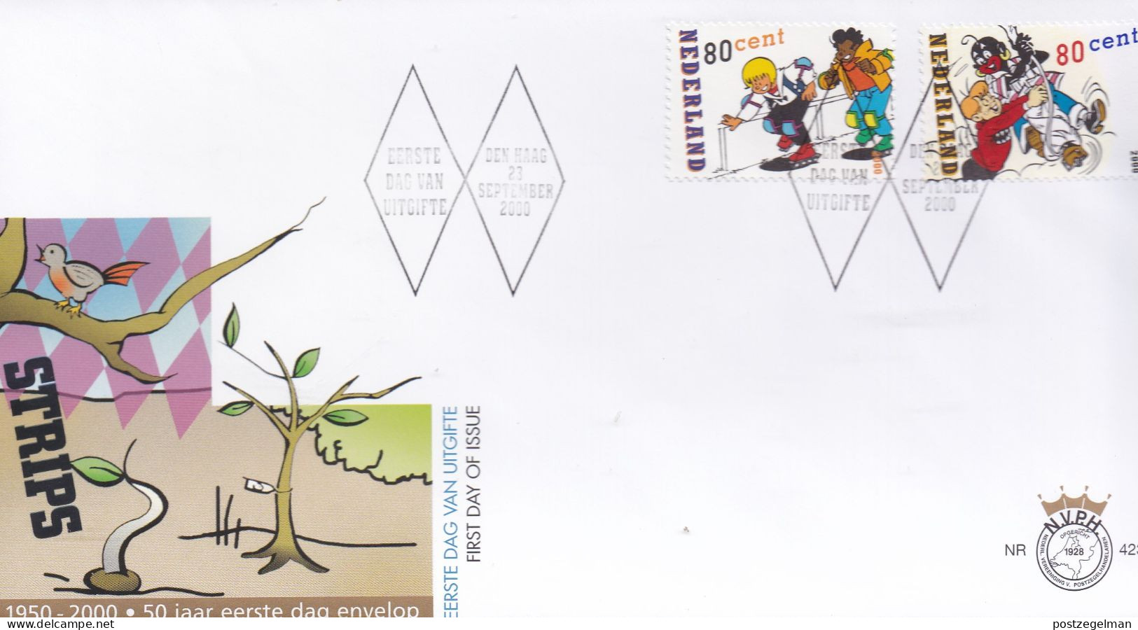 NEDERLAND, 2000, FDC E423a, Cartoon Sjors & Jimmy,  Scan F2124, Only 2 Stamps) - Covers & Documents