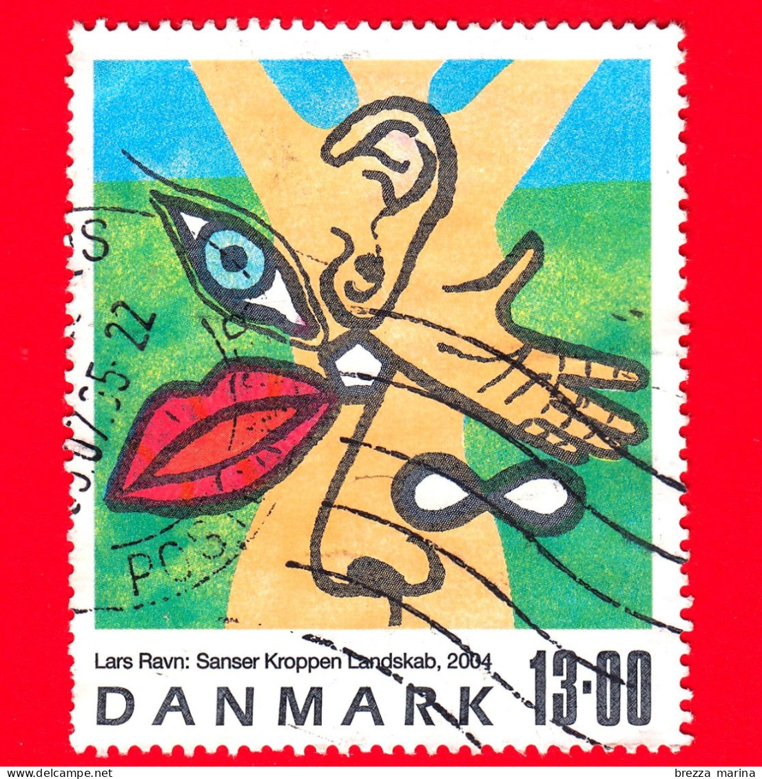 DANIMARCA - Danmark - Usato - 2004 - "Paesaggio Sensi Del Corpo" Dipinto Di Lars Ravn - 13.00 - Used Stamps