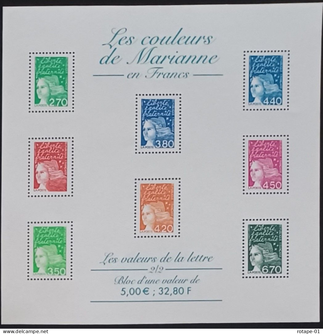 2002 N°YT FB45 Bloc Les Couleurs De Marianne En Euros N** Cote 18€ - 1997-2004 Maríanne Du 14 Juillet