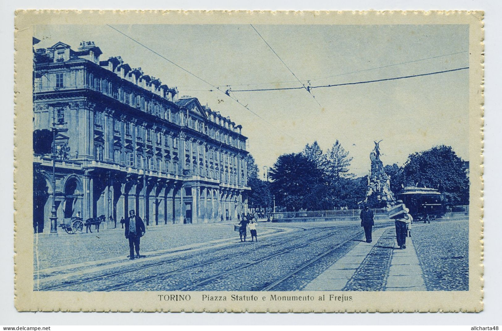 D5240] TORINO PIAZZA STATUTO E MONUMENTO AL FRÉJUS Viaggiata 1931 - Places