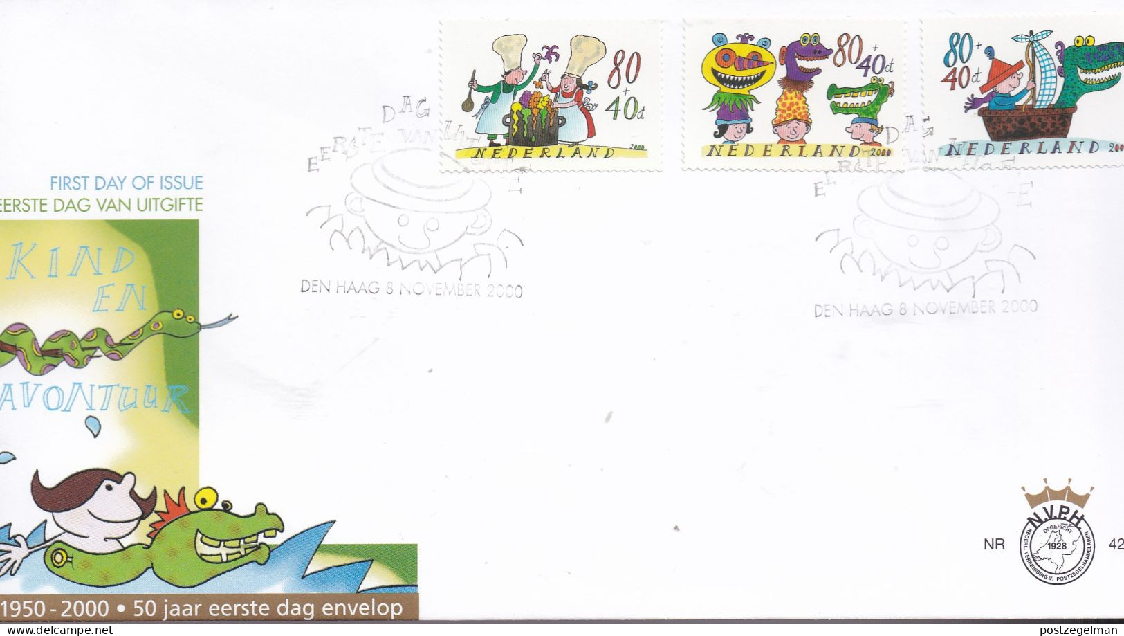 NEDERLAND, 2000, FDC E427, Child Welfare,  Scan F2126 - Covers & Documents