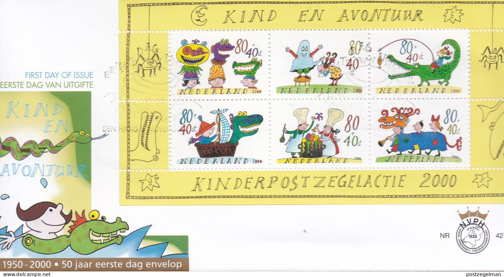 NEDERLAND, 2000, FDC E427a, Child Welfare Block,  Scan F2126 - Cartas & Documentos