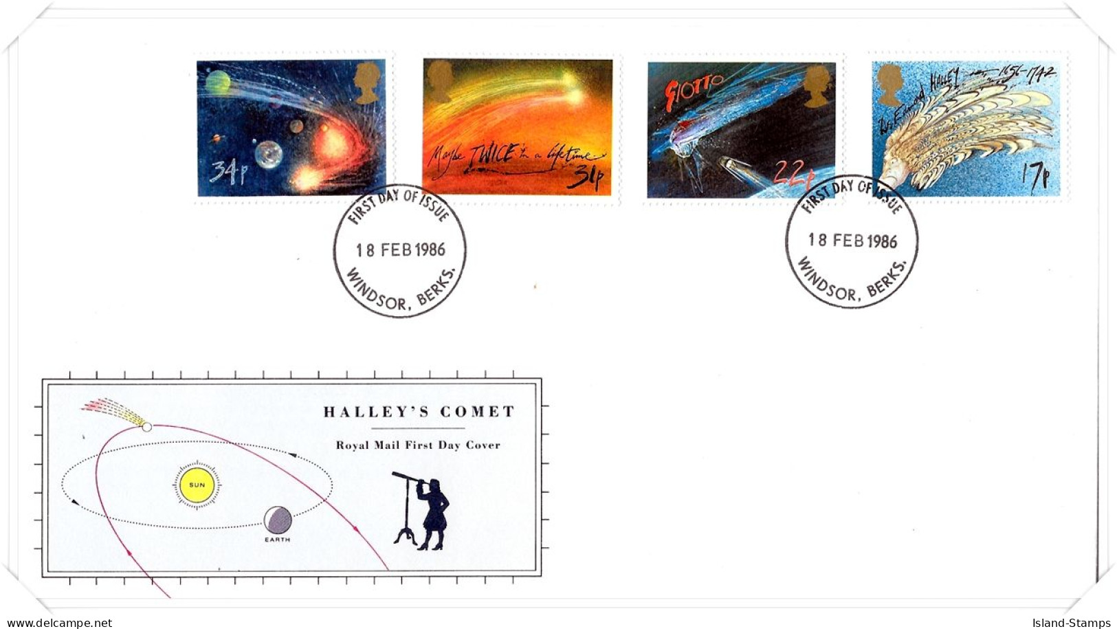 1986 Halley's Comet Unaddressed FDC Tt - 1981-1990 Decimal Issues