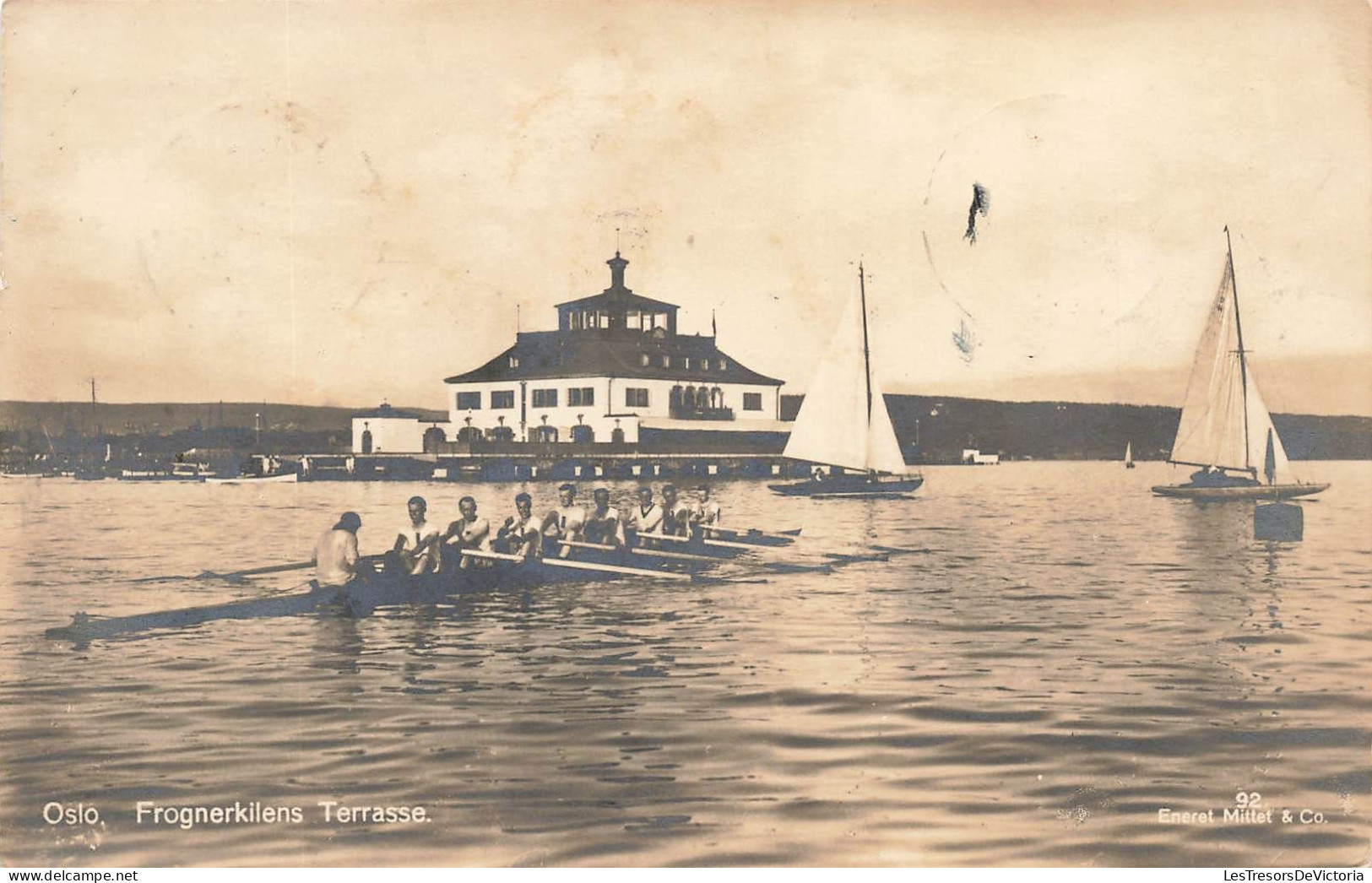 NORGE - Oslo - Frognerkilens Terrasse - Avirons Sur Le Lac - Bateaux à Voile - Carte Postale Ancienne - Norvège