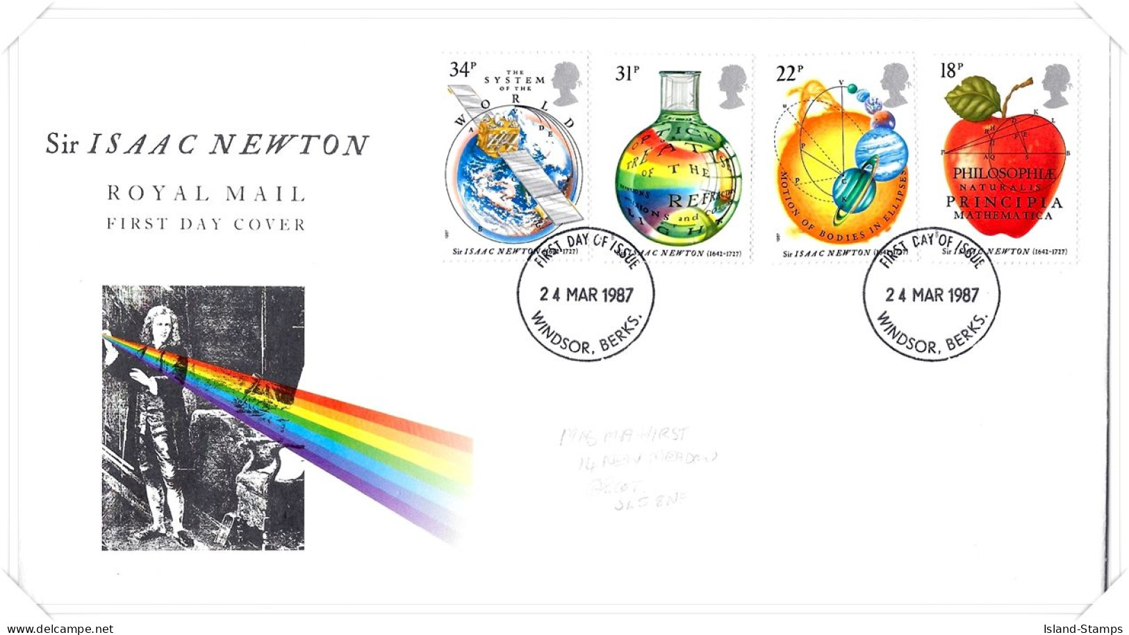 1987 Isaac Newton Unaddressed FDC Tt - 1981-1990 Decimal Issues