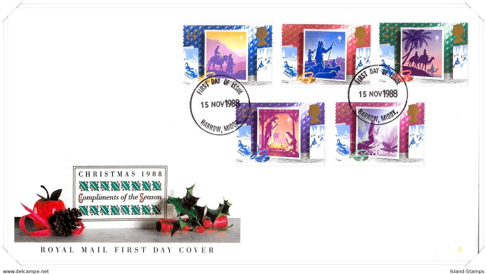 1988 Christmas Unaddressed FDC Tt - 1981-1990 Decimale Uitgaven