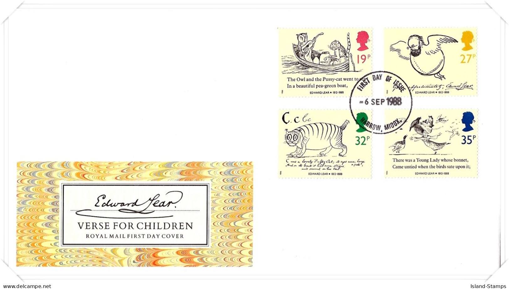 1988 Edward Lear Unaddressed FDC Tt - 1981-1990 Dezimalausgaben