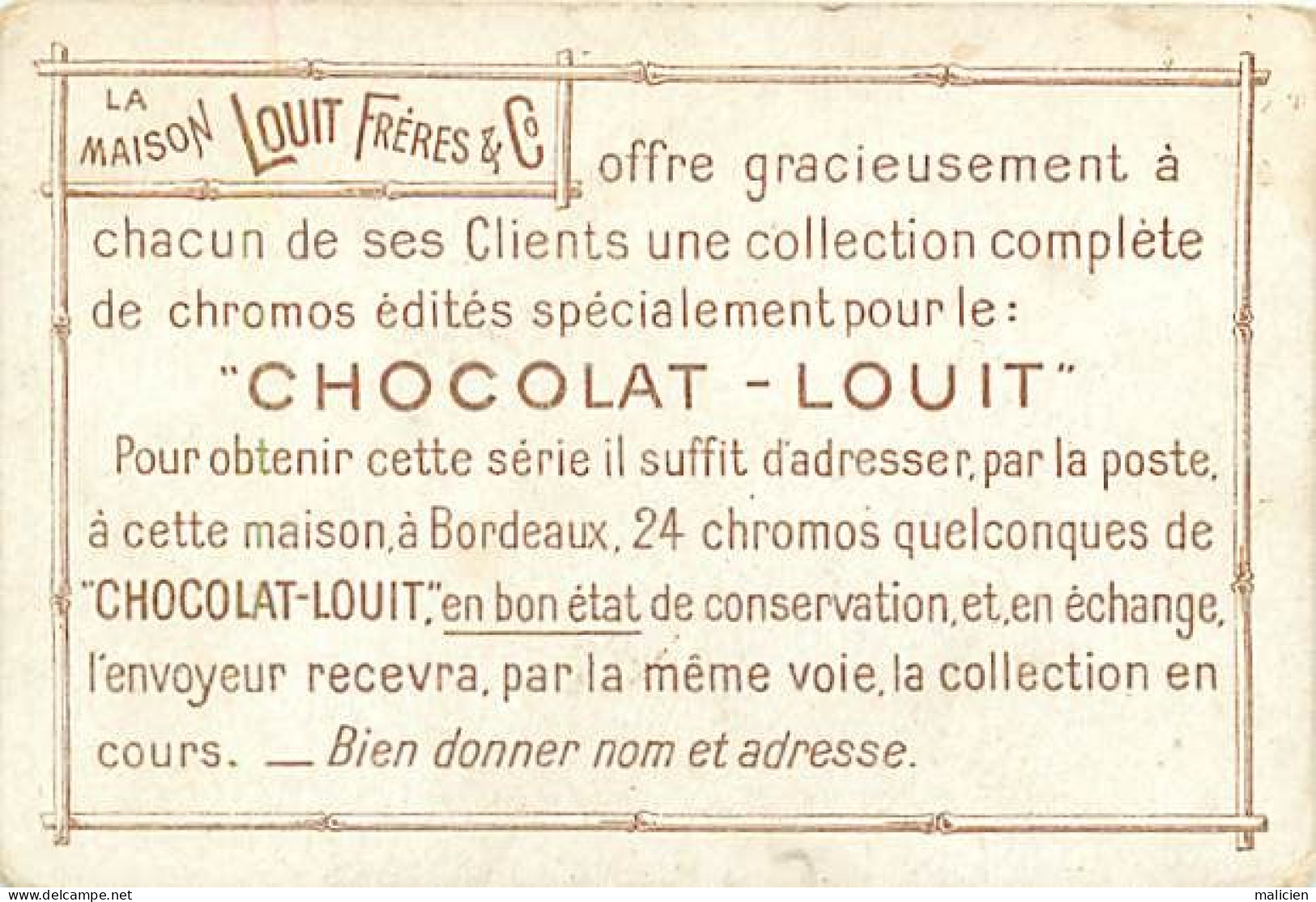 Chromos.-ref-chB908- Chocolat Louit Frères & Cie / Costume Fleur - Fleurs  - La Belle De Jour : Coquetterie - - Louit